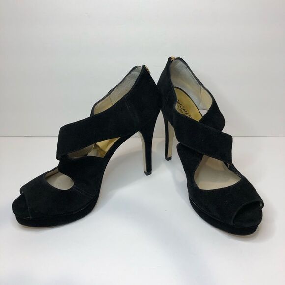 Michael Kors black peep toe platform 5in heels size 10 - Picture 4 of 16
